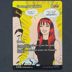 Unexpected Windfall 0029 Foil Borderless Marvels Spider-Man EN MTG Pack Fresh - Image 1