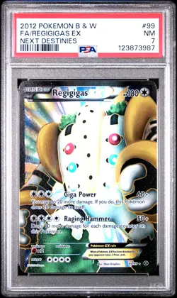 2012 POKEMON B&W NEXT DESTINIES #99 FULL ART/REGIGIGAS EX PSA 7 - Image 1