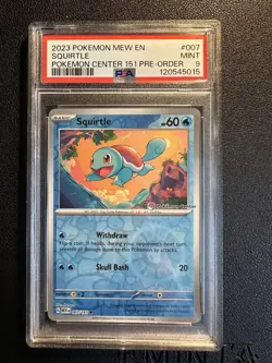 2023 POKEMON MEW EN-151 POKEMON CENTER 151 PRE-ORDER PROMO #007 SQUIRTLE PSA 9 - Image 1