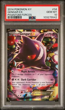 2014 POKEMON XY PHANTOM FORCES 34 GENGAR EX PSA 10 - Image 1