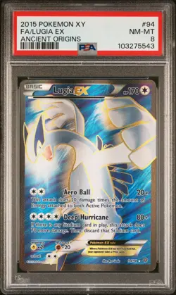 2015 POKEMON XY ANCIENT ORIGINS 94 FULL ART/LUGIA EX PSA 8 - Image 1