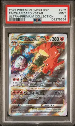 2022 POKEMON SWSH BLACK STAR PROMO 262 FULL ART/CHARIZARD VSTAR PSA 9 - Image 1
