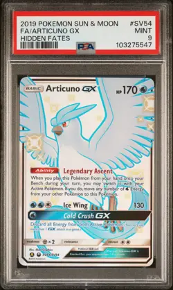2019 POKEMON SUN & MOON HIDDEN FATES SV54 FULL ART/ARTICUNO GX PSA 9 - Image 1