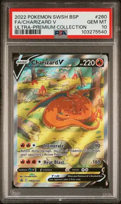 2022 POKEMON SWSH BLACK STAR PROMO 260 FULL ART/CHARIZARD V PSA 10 - Image 1
