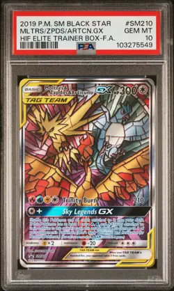 2019 POKEMON SM BLACK STAR PROMO SM210 FULL ART/MOLTRES ZAPDOS ARTICUNO PSA 10 - Image 1
