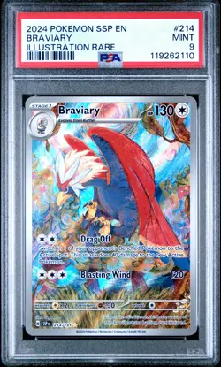 2024 POKEMON SSP EN-SURGING SPARKS ILLUSTRATION RARE #214 BRAVIARY PSA 9 - Image 1