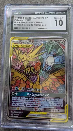 2019 Pokemon Black Star Promo Moltres Zapdos Articuno GX Elite #SM210 CGC 10 - Image 1