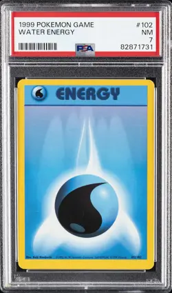 1999 POKEMON BASE SET UNLIMITED #102 WATER ENERGY PSA 7 - Image 1