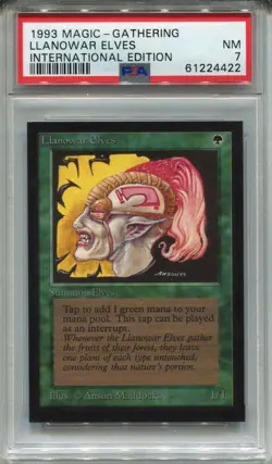 MTG Magic The Gathering International Edition Card Llanowar Elves PSA 7 - Image 1