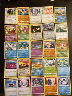 100 Pokemon cards. All Cards Pictured. Bulk. Holo. Reverse Holo. No Energy. - Image 1