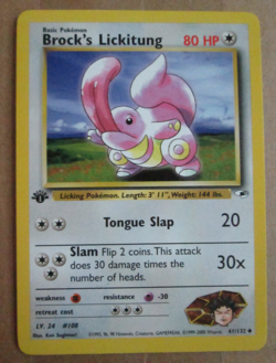 Brock's Lickitung -41/132- 1st Edition Uncommon WOTC TCG-Gym Heroes Pokemon Card - Image 1