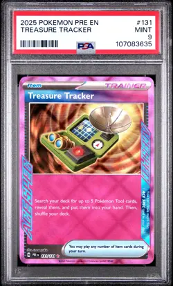 2025 POKEMON PRE EN-PRISMATIC EVOLUTIONS #131 TREASURE TRACKER PSA 9 - Image 1