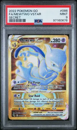 2022 POKEMON GO SECRET #086 FULL ART/MEWTWO VSTAR PSA 9 - Image 1