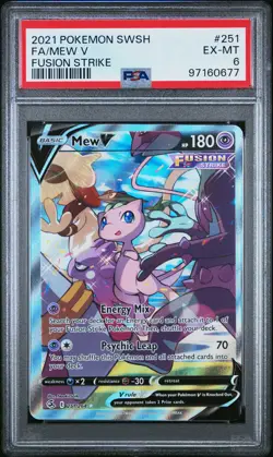 2021 POKEMON SWORD & SHIELD FUSION STRIKE #251 FULL ART/MEW V PSA 6 - Image 1
