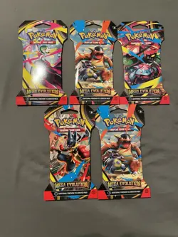 Pokemon TCG Mega Evolution Sleeved Booster Packs Factory Sealed Lot of 5 - Image 1