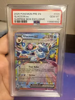 PSA 10 Glaceon ex Prismatic Evolutions Stamp Surprise Box Promo 026/131 2025 GEM - Image 1