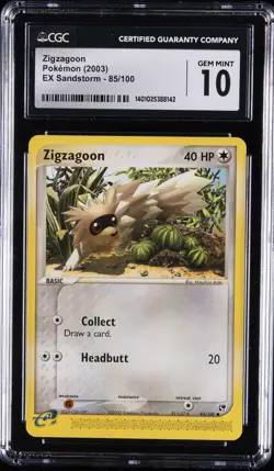 2003 POKEMON EX SANDSTORM #85 ZIGZAGOON CGC 10 GEM MINT - Image 1