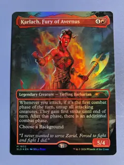 Karach Fury of Avernus Foil Borderless Magic The Gathering Card Red English Used - Image 1
