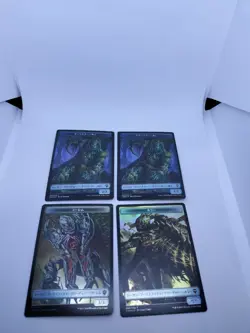 MTG Japanese Foil Thrull Token Black 4pcs Set Collectible Used - Image 2