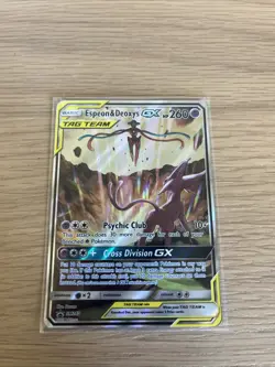 2020 Pokemon SM Black Star Promo #SM240 Espeon & Deoxys GX Tag Team - Image 1
