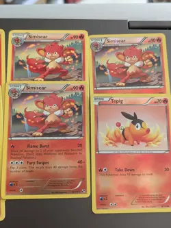 Black and White Pokemon TCG Fire Pokemon Lot Of 10 Tepig Reverse Holo Simisear - Image 2