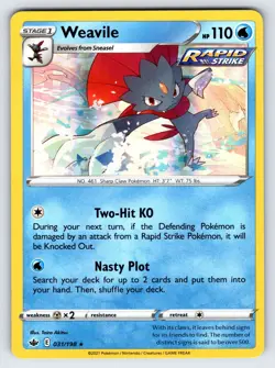 Weavile 031/198 2021 Chilling Reign Pokemon Card TCG Nintendo Holo Rare - Nm - Image 1