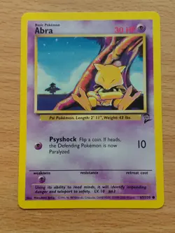 Pokemon TCG Trading Card Game Abra Base Set 2 65/130 Card Regular - Image 1