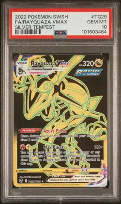 PSA 10 Rayquaza VMAX Silver Tempest TG29/TG30 Gold Full Art Pokemon Card - Image 1