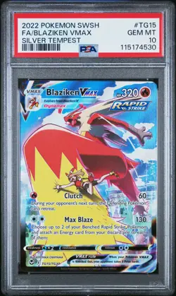 2022 POKEMON SWORD & SHIELD SILVER TEMPEST #TG15 FULL ART/BLAZIKEN VMAX PSA 10 - Image 1