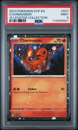 2023 POKEMON SVP EN-SV BLACK STAR PROMO 151 POSTER COLL #047 CHARMANDER PSA 9 - Image 1