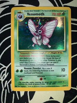 1999 Pokemon Venomoth Jungle 13/64 Holo Rare No Symbol Error WOTC 137 💎NM💎 - Image 2