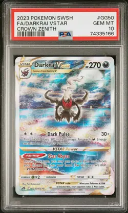 2023 POKEMON SWORD & SHIELD CROWN ZENITH #GG50 FULL ART/DARKRAI VSTAR PSA 10 - Image 1