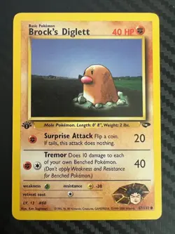 Pokemon TCG Brock's Diglett Gym Challenge 67/132 1st Edition Common LP - Image 1