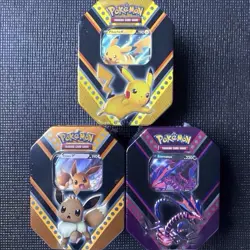 Pokemon TCG Pikachu Eevee Etrernatus Tin Pack Set Lot of 3 Brand New Sealed - Image 1