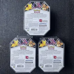 Pokemon TCG Pikachu Eevee Etrernatus Tin Pack Set Lot of 3 Brand New Sealed - Image 2