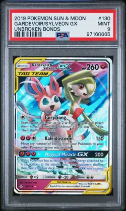 2019 POKEMON SUN & MOON UNBROKEN BONDS #130 GARDEVOIR & SYLVEON GX PSA 9 - Image 1
