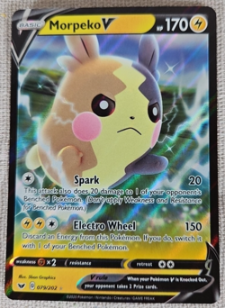 Pokemon TCG 2020 Morpeko V Ultra Rare Sword & Shield Base Set Card 079/202 NR MT - Image 1