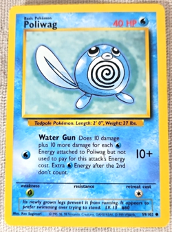 Pokemon TCG 1999 Poliwag Wizards Of The Coast Base Set Card 59/102 Never Played! - Image 1