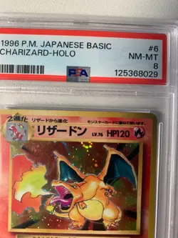PSA grade 8 Charizard No.006 SWIRL Base Set Holo Rare Japanese Pokemon Card 1996 - Image 2
