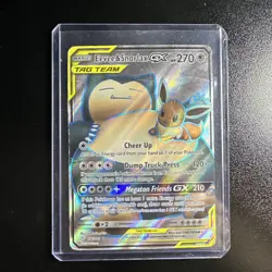 Eevee & Snorlax GX Tag Team Pokemon Card Holographic 270 HP - Image 5