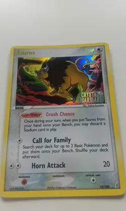 Tauros 12/100 EX Crystal Guardians Stamped Holo Rare Pokemon Card 2006 TCG NM - Image 2