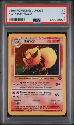 1999 Pokemon Jungle Flareon Holo Rare Card 3/64 PSA 7 - Image 1