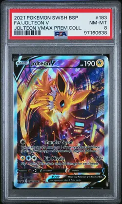 2021 POKEMON SWSH BLACK STAR PROMO #183 FULL ART/JOLTEON V PSA 8 - Image 1