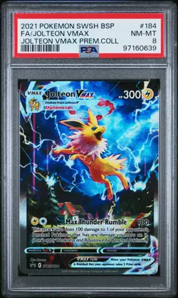 2021 POKEMON SWSH BLACK STAR PROMO #184 FULL ART/JOLTEON VMAX PSA 8 - Image 1