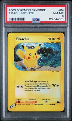 2003 POKEMON SKYRIDGE #84 PIKACHU-REVERSE FOIL PSA 8 - Image 1