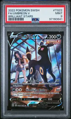 2022 POKEMON SWORD & SHIELD BRILLIANT STARS #TG22 FULL ART/UMBREON V PSA 9 - Image 1
