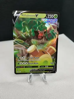 2021 Pokemon SWSH Fusion Strike RILLABOOM V Ultra Rare Holo 022/264 - Image 1