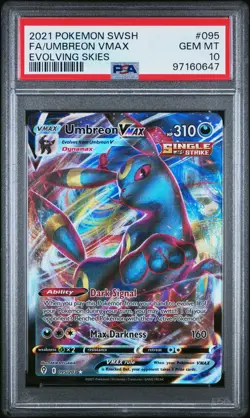 2021 POKEMON SWORD & SHIELD EVOLVING SKIES #095 FULL ART/UMBREON VMAX PSA 10 - Image 1