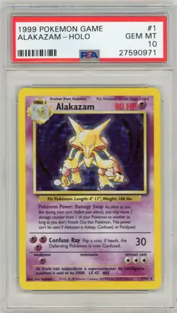 1999 Pokemon Alakazam Base Set Unlimited Holo Rare #1 PSA 10 Gem Mint - Image 1