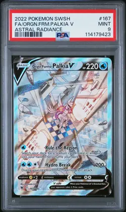 2022 POKEMON SWORD & SHIELD ASTRAL RADIANCE FULL ART/ORIGIN FORME PALKIA V PSA 9 - Image 1